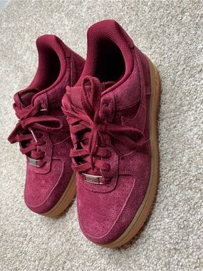 Nike Women's Burgundy Suede Low-Top Sneakers with Gum Sole